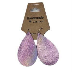 Pink iridescent earrings teardrop handmade